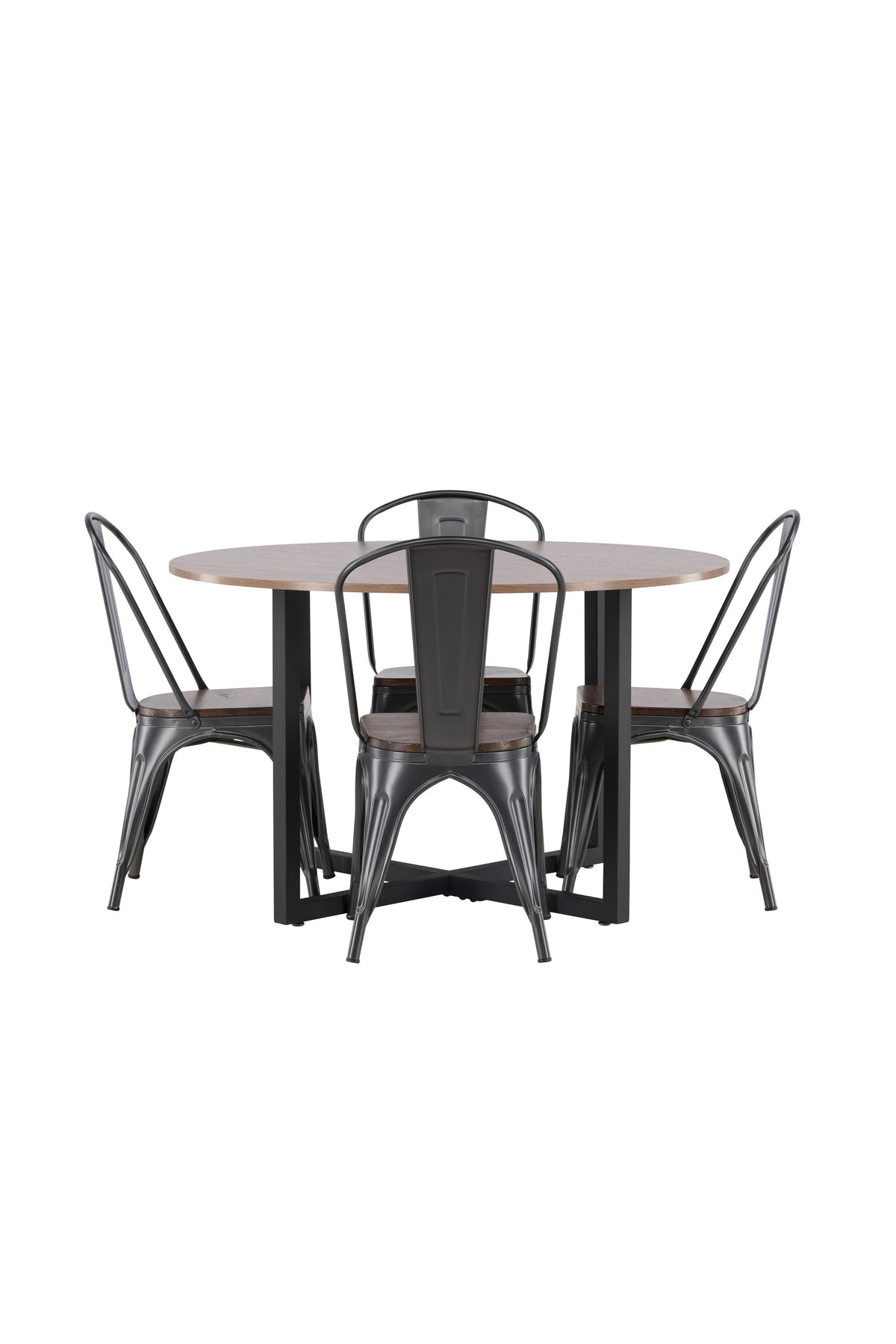 Durango Esszimmerset + Tempe ⌀120cm/4St. in Dunkelgrau, Walnuss präsentiert im Onlineshop von KAQTU Design AG. Esszimmerset ist von Venture Home