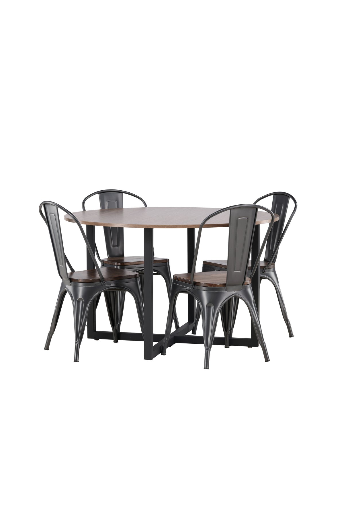 Durango Esszimmerset + Tempe ⌀120cm/4St. in Dunkelgrau, Walnuss präsentiert im Onlineshop von KAQTU Design AG. Esszimmerset ist von Venture Home
