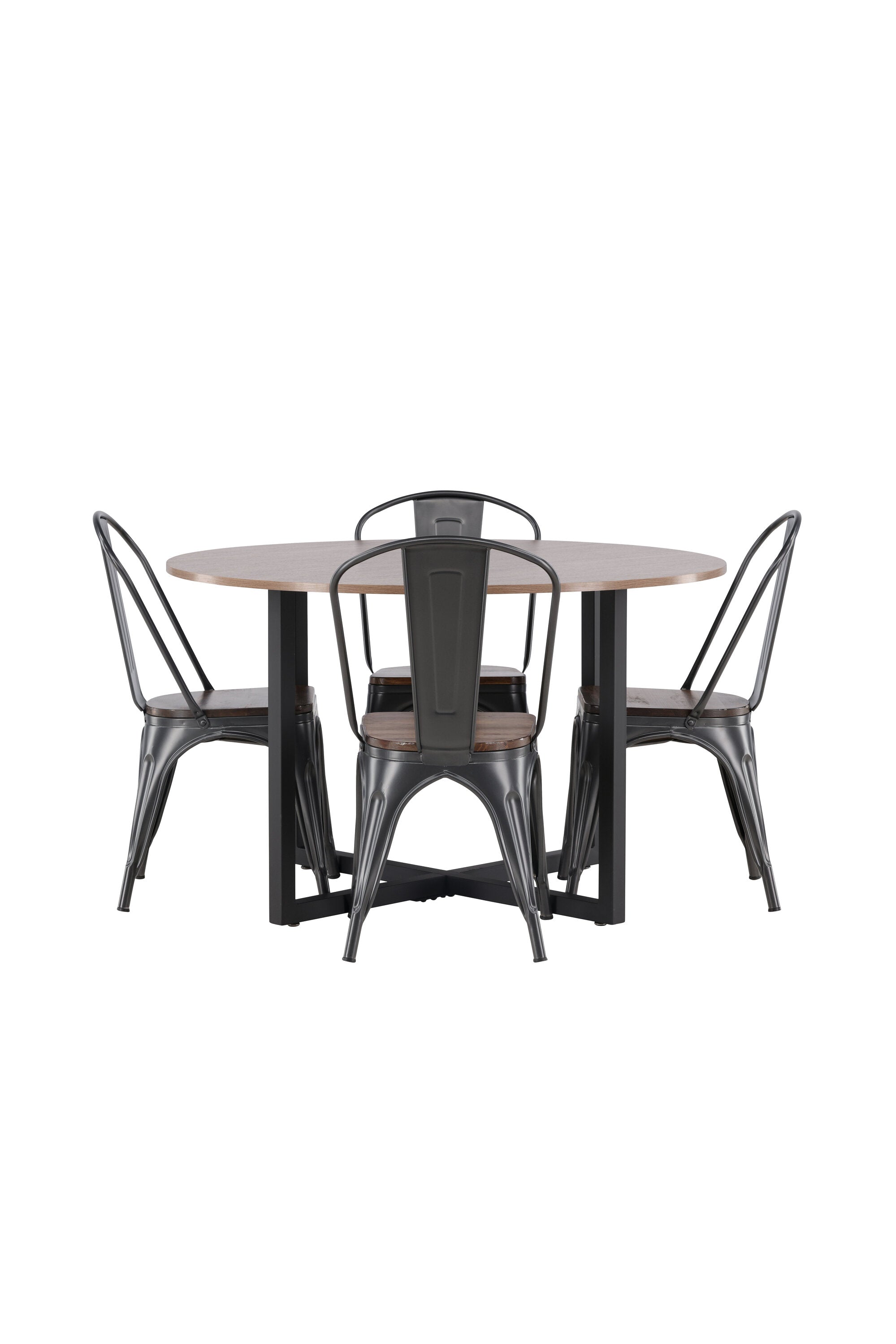 Durango Esszimmerset + Tempe ⌀120cm/4St. in Dunkelgrau, Walnuss präsentiert im Onlineshop von KAQTU Design AG. Esszimmerset ist von Venture Home