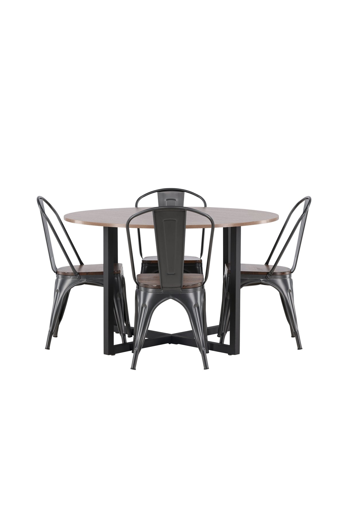 Durango Esszimmerset + Tempe ⌀120cm/4St. in Dunkelgrau, Walnuss präsentiert im Onlineshop von KAQTU Design AG. Esszimmerset ist von Venture Home