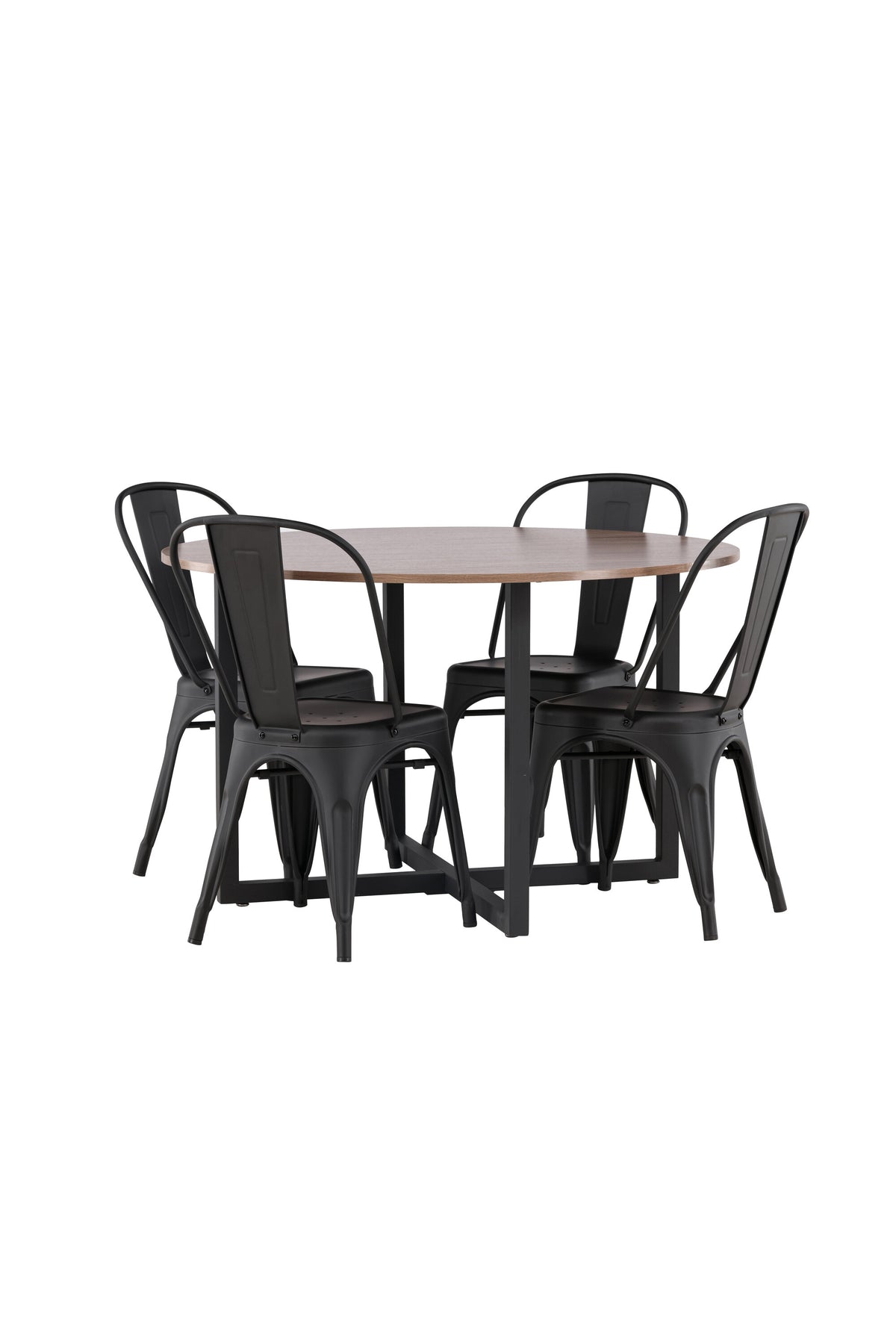 Durango Esszimmerset + Tempe ⌀120cm/4St. in Schwarz präsentiert im Onlineshop von KAQTU Design AG. Esszimmerset ist von Venture Home