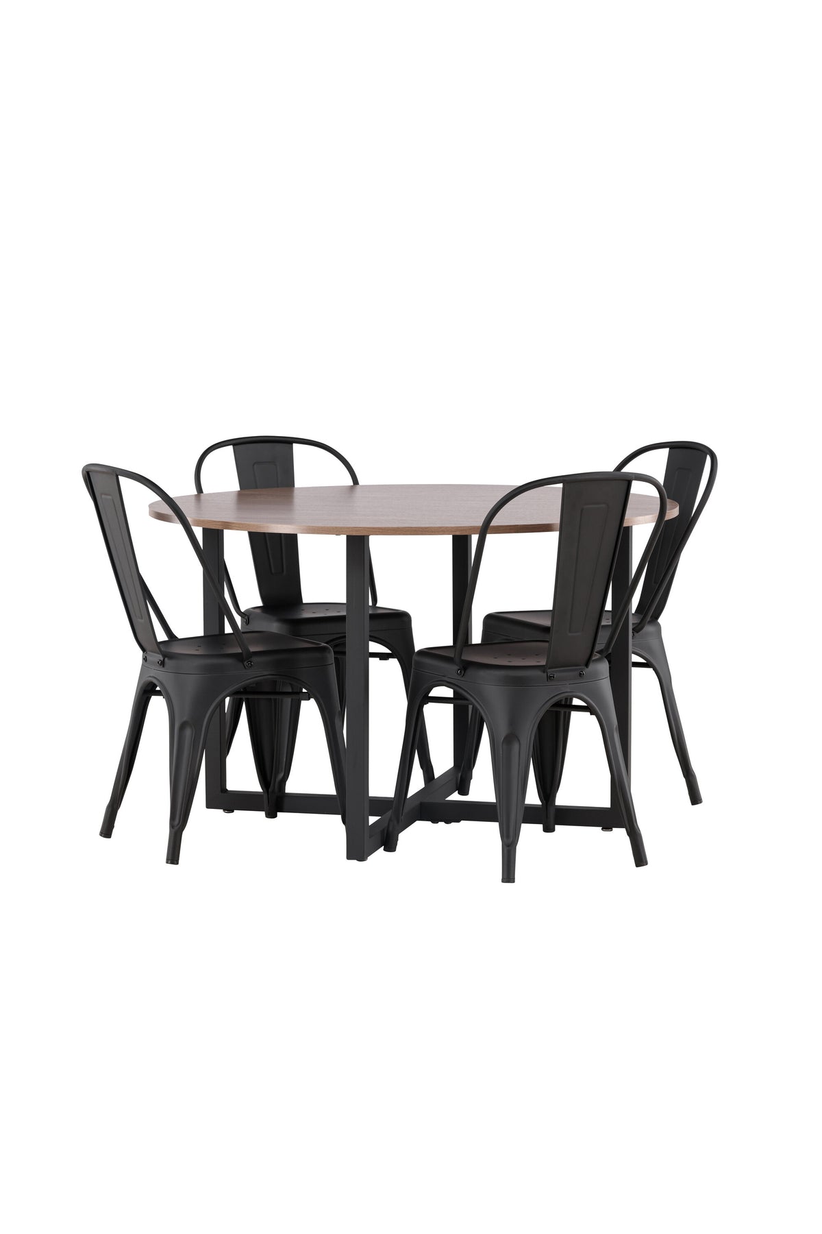 Durango Esszimmerset + Tempe ⌀120cm/4St. in Schwarz präsentiert im Onlineshop von KAQTU Design AG. Esszimmerset ist von Venture Home