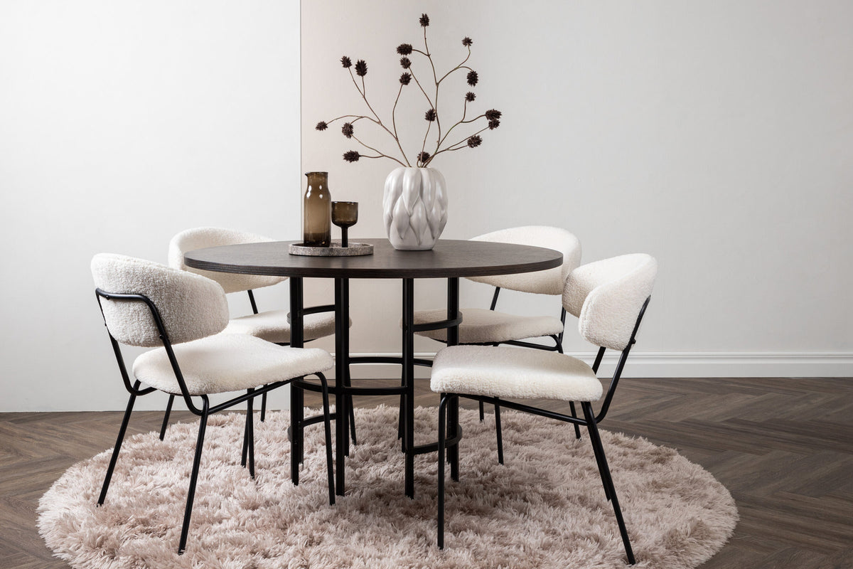 Esszimmerset Copenhagen + Chico ⌀115cm/4St. in Mocca / Weiss / Schwarz präsentiert im Onlineshop von KAQTU Design AG. Esszimmerset ist von Venture Home