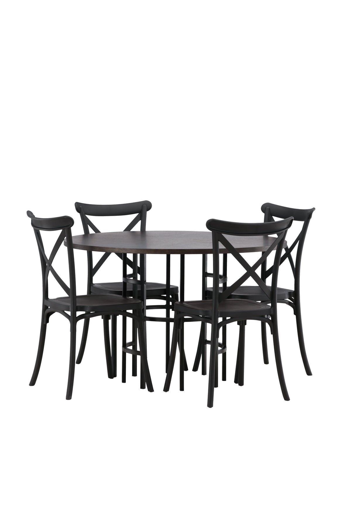 Esszimmerset Copenhagen + Crosett ⌀115cm/4St. in Mocca / Schwarz präsentiert im Onlineshop von KAQTU Design AG. Esszimmerset ist von Venture Home