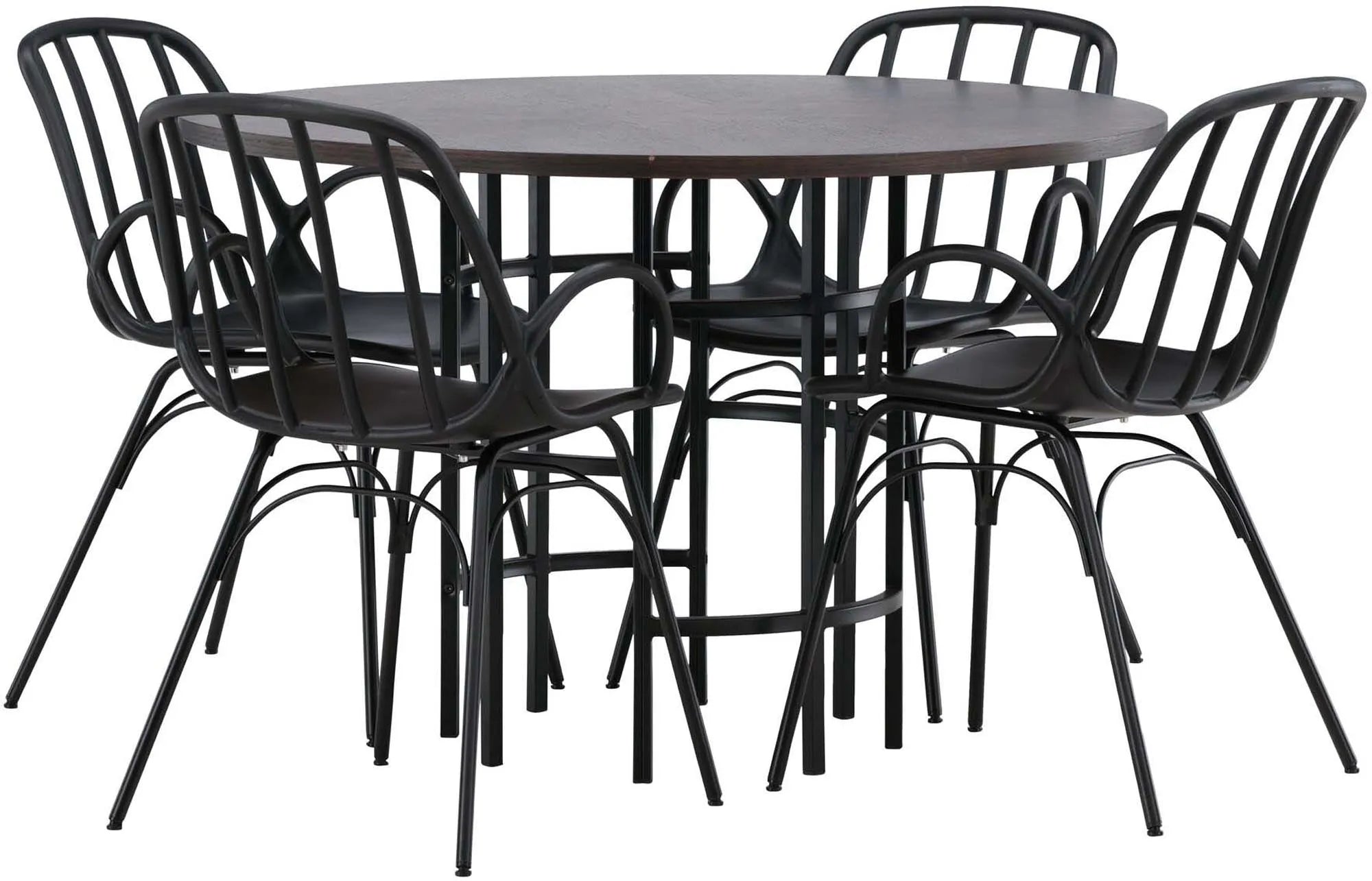 Elegantes Esszimmerset: Copenhagen Tisch & 4 Dyrön Stühle, Ø115cm.