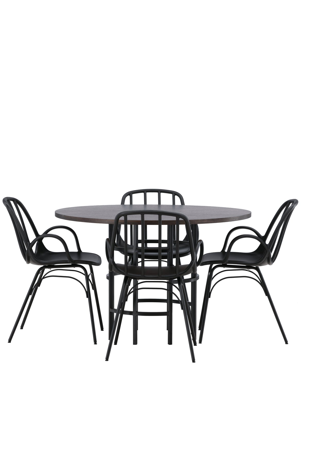 Copenhagen Esszimmerset + Dyrön ⌀115cm/4St. in Schwarz präsentiert im Onlineshop von KAQTU Design AG. Esszimmerset ist von Venture Home