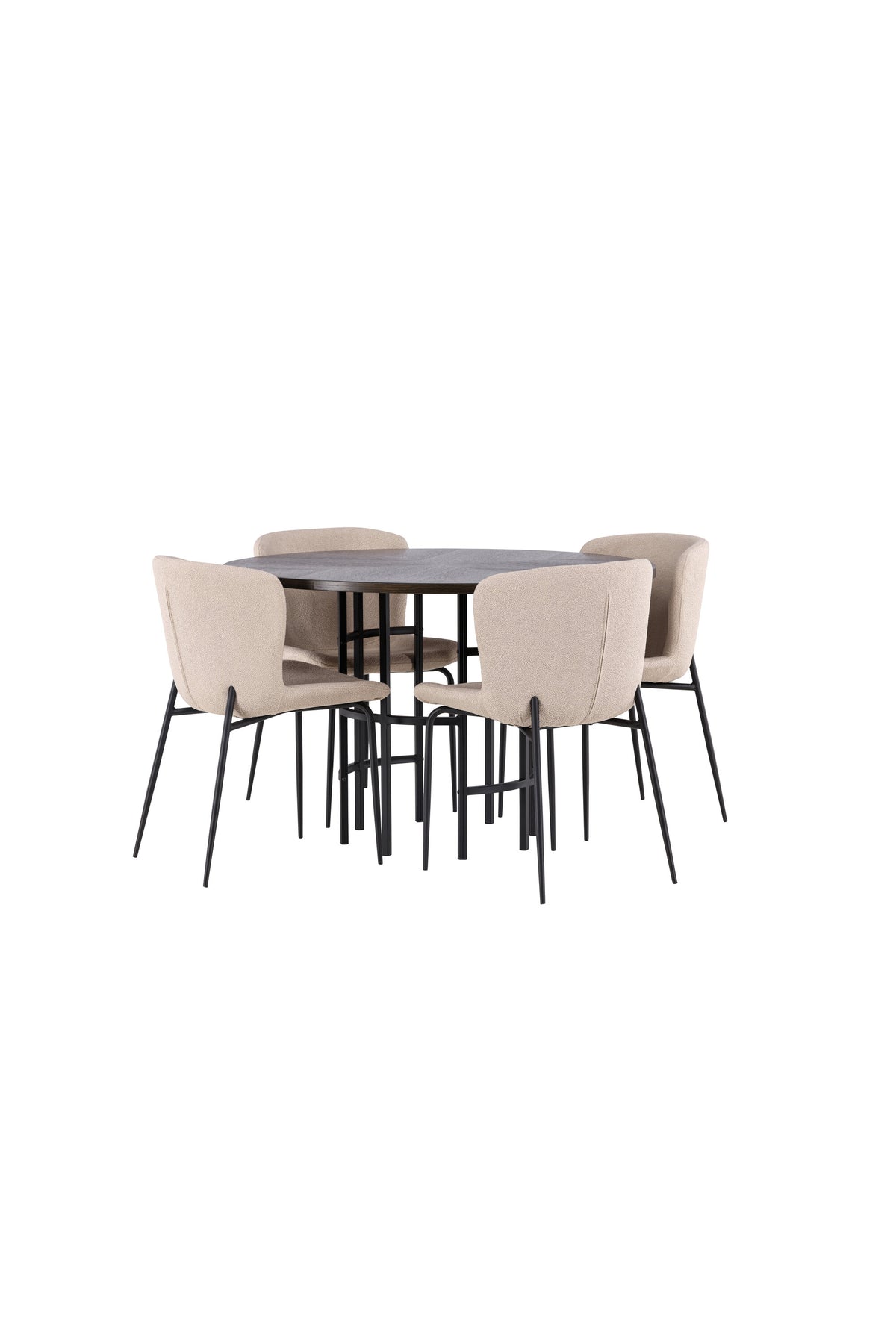 Esszimmerset Copenhagen + Modesto ⌀115cm/4St. in Mocca / Beige / Schwarz  präsentiert im Onlineshop von KAQTU Design AG. Esszimmerset ist von Venture Home