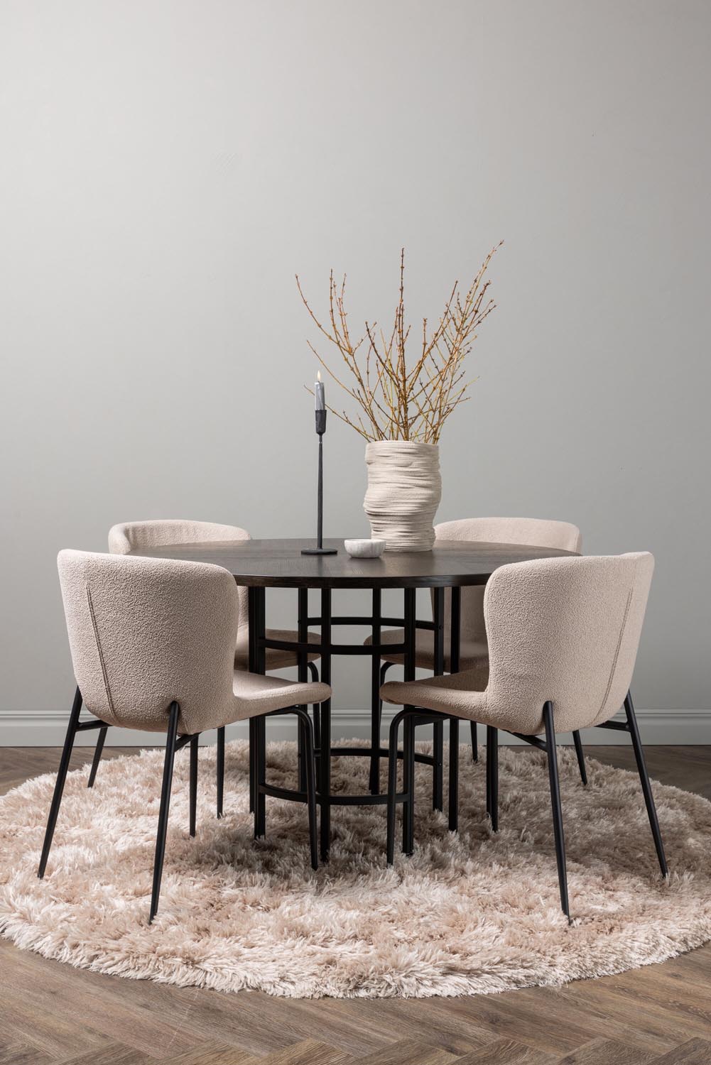 Esszimmerset Copenhagen + Modesto ⌀115cm/4St. in Mocca / Beige / Schwarz  präsentiert im Onlineshop von KAQTU Design AG. Esszimmerset ist von Venture Home