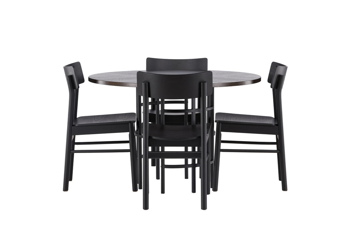 Copenhagen Esstisch  + 4 xMontros Esszimmerstuhl in Schwarz präsentiert im Onlineshop von KAQTU Design AG. Esszimmerset ist von Venture Home