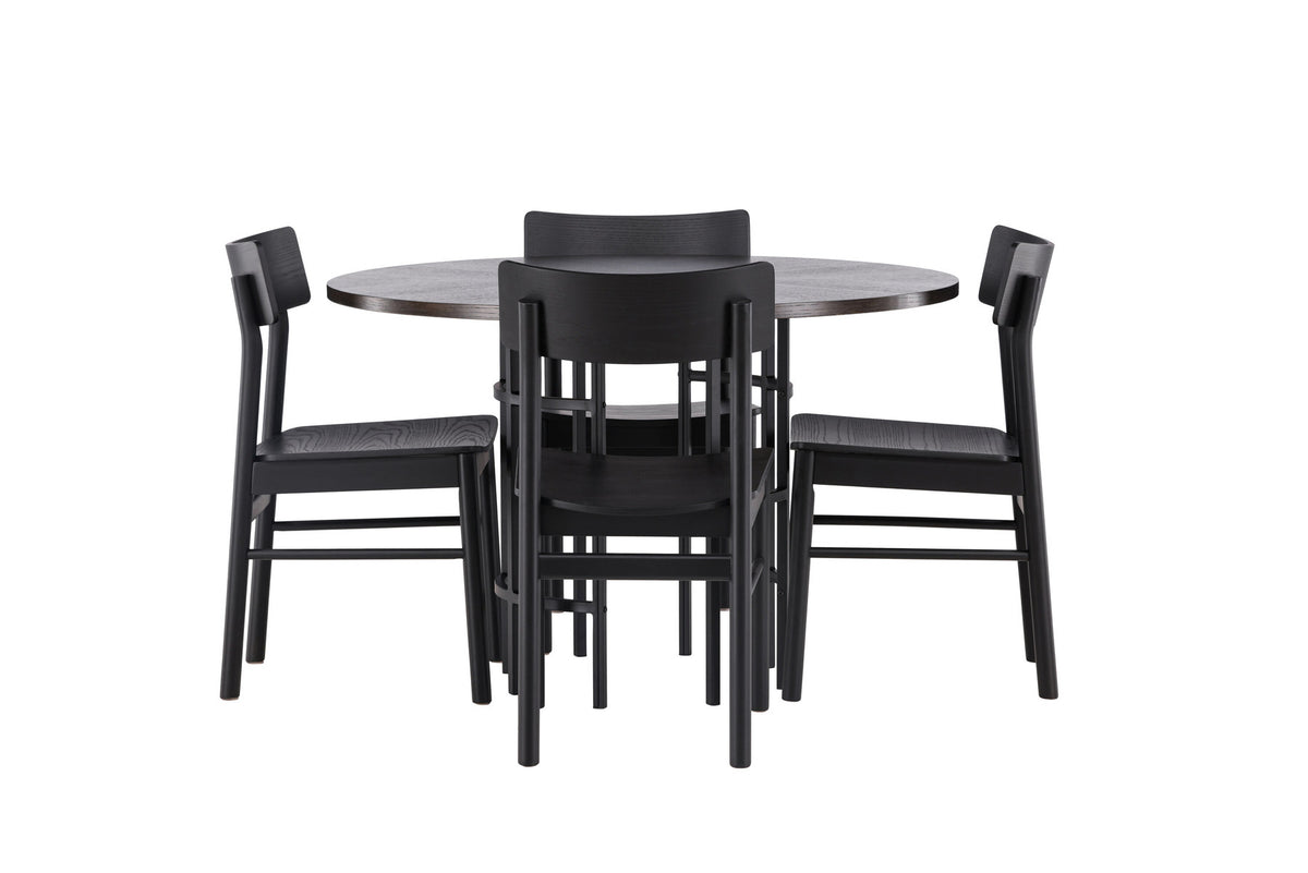 Copenhagen Esstisch  + 4 xMontros Esszimmerstuhl in Schwarz präsentiert im Onlineshop von KAQTU Design AG. Esszimmerset ist von Venture Home