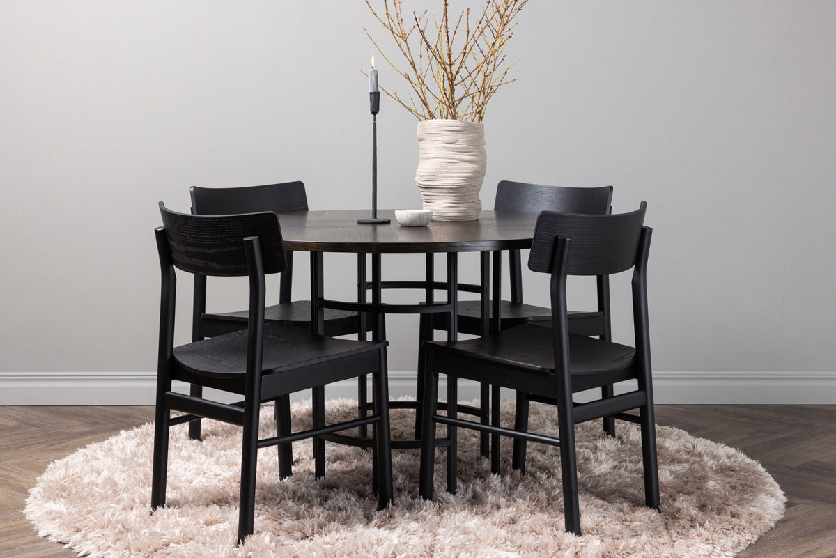 Copenhagen Esstisch  + 4 xMontros Esszimmerstuhl in Schwarz präsentiert im Onlineshop von KAQTU Design AG. Esszimmerset ist von Venture Home