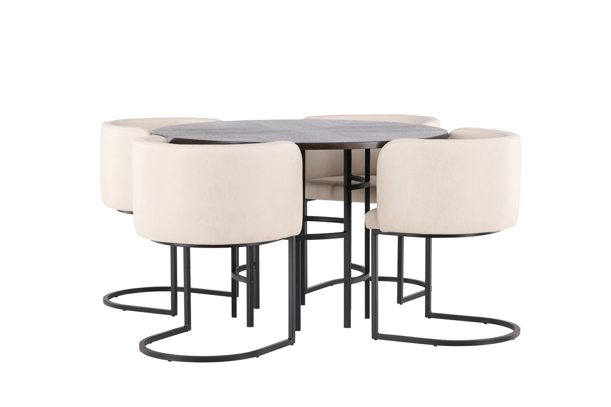 Esszimmerset Copenhagen + Simrishamn ⌀115cm/4St. in Mocca / Beige / Schwarz präsentiert im Onlineshop von KAQTU Design AG. Esszimmerset ist von Venture Home