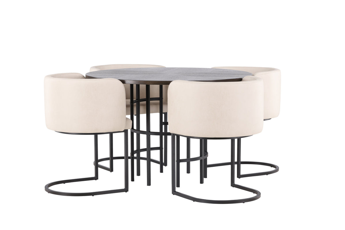 Esszimmerset Copenhagen + Simrishamn ⌀115cm/4St. in Mocca / Beige / Schwarz präsentiert im Onlineshop von KAQTU Design AG. Esszimmerset ist von Venture Home