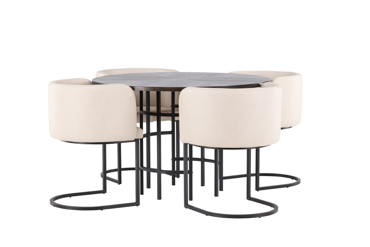 Esszimmerset Copenhagen + Simrishamn ⌀115cm/4St. in Mocca / Beige / Schwarz präsentiert im Onlineshop von KAQTU Design AG. Esszimmerset ist von Venture Home