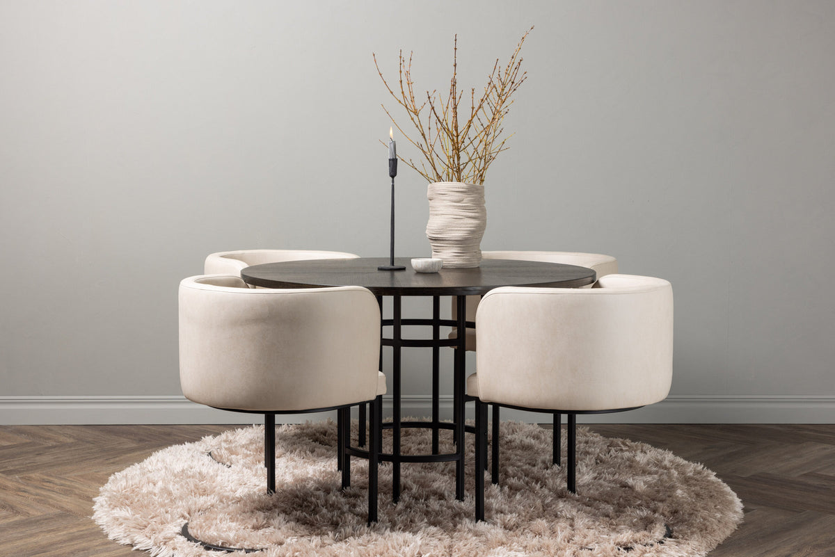 Esszimmerset Copenhagen + Simrishamn ⌀115cm/4St. in Mocca / Beige / Schwarz präsentiert im Onlineshop von KAQTU Design AG. Esszimmerset ist von Venture Home