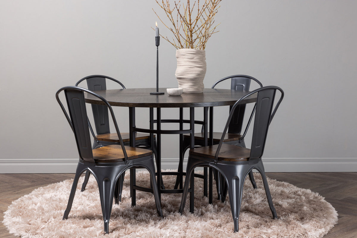 Esszimmerset Copenhagen + Tempe ⌀115cm/4St. in Mocca / Dunkelgrau / Walnuss präsentiert im Onlineshop von KAQTU Design AG. Esszimmerset ist von Venture Home