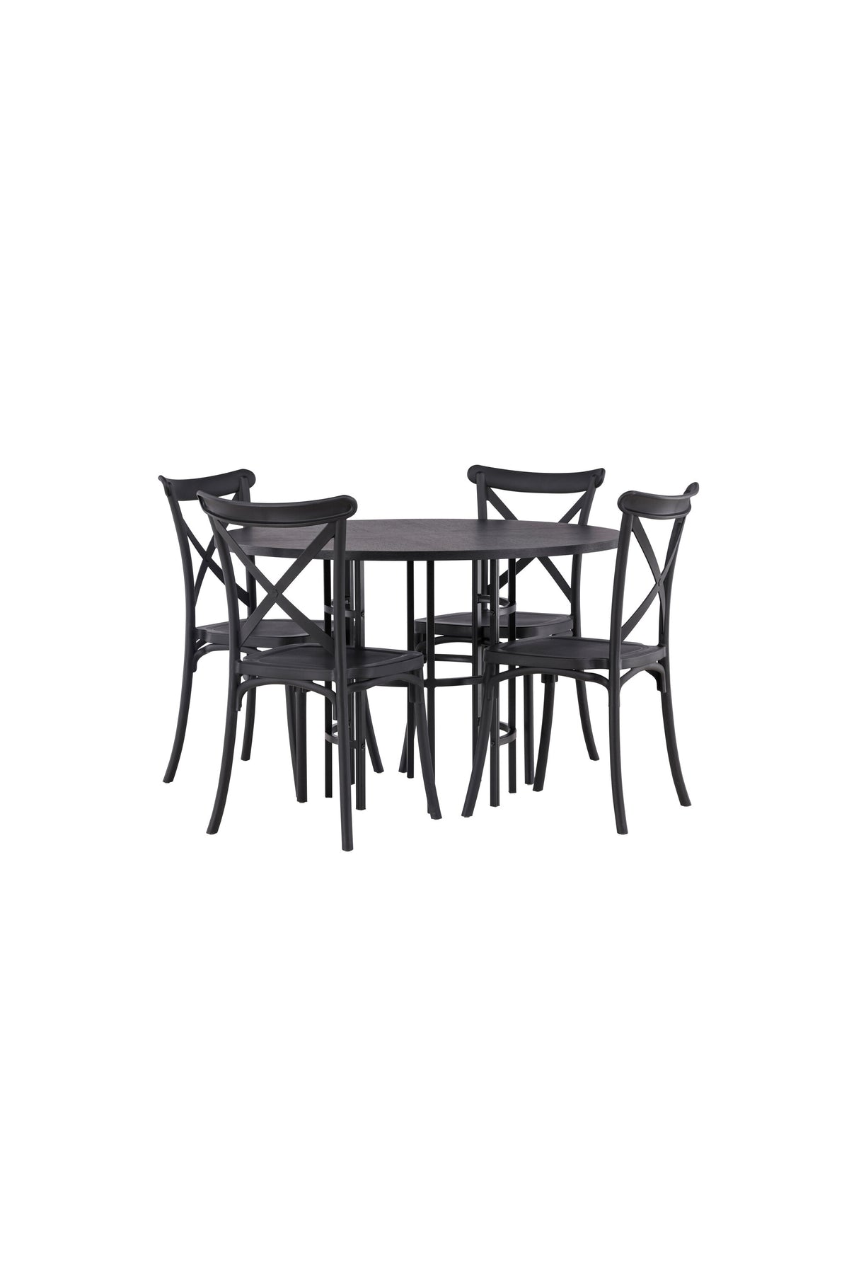 Esszimmerset Copenhagen + Crosett ⌀115cm/4St. in Schwarz präsentiert im Onlineshop von KAQTU Design AG. Esszimmerset ist von Venture Home