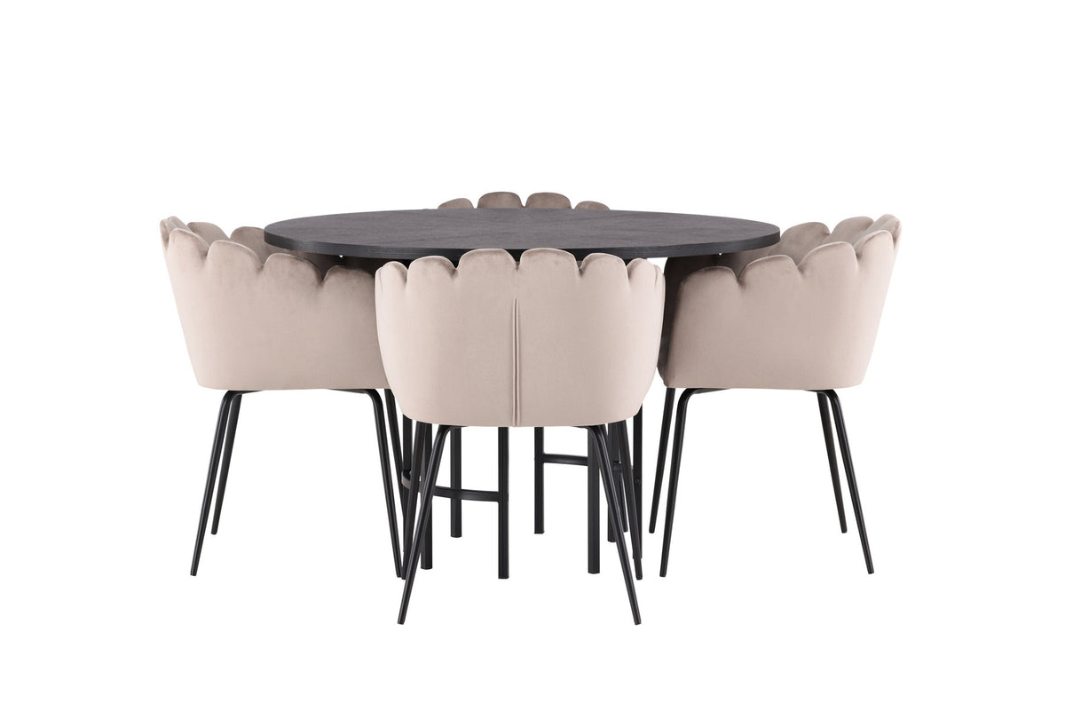 Esszimmerset Copenhagen + Limhamn ⌀115cm/4St. in Schwarz / Beige präsentiert im Onlineshop von KAQTU Design AG. Esszimmerset ist von Venture Home