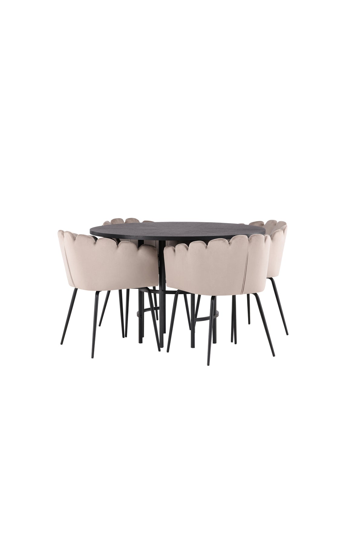 Esszimmerset Copenhagen + Limhamn ⌀115cm/4St. in Schwarz / Beige präsentiert im Onlineshop von KAQTU Design AG. Esszimmerset ist von Venture Home