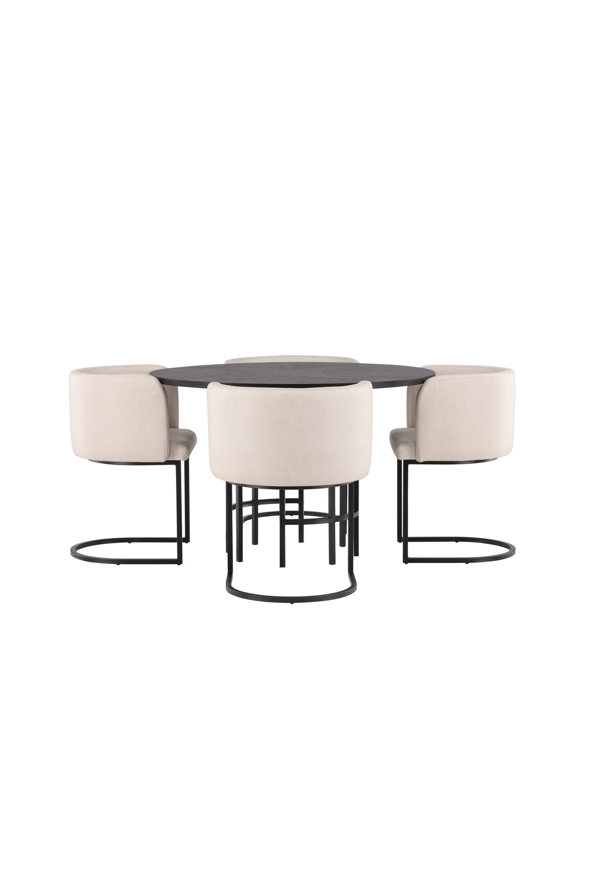 Esszimmerset Copenhagen + Simrishamn ⌀115cm/4St. in Beige / Schwarz präsentiert im Onlineshop von KAQTU Design AG. Esszimmerset ist von Venture Home