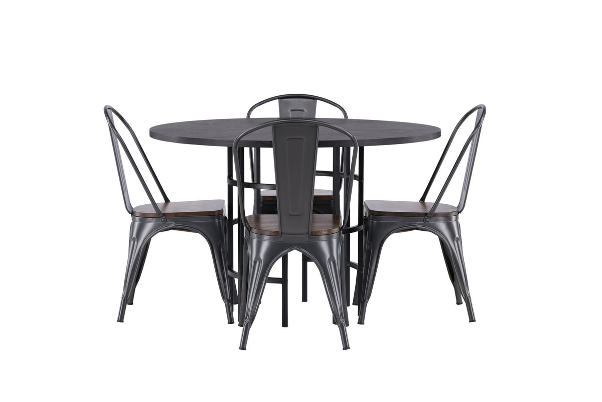 Esszimmerset Copenhagen + Tempe ⌀115cm/4St. in Dunkelgrau / Walnuss präsentiert im Onlineshop von KAQTU Design AG. Esszimmerset ist von Venture Home