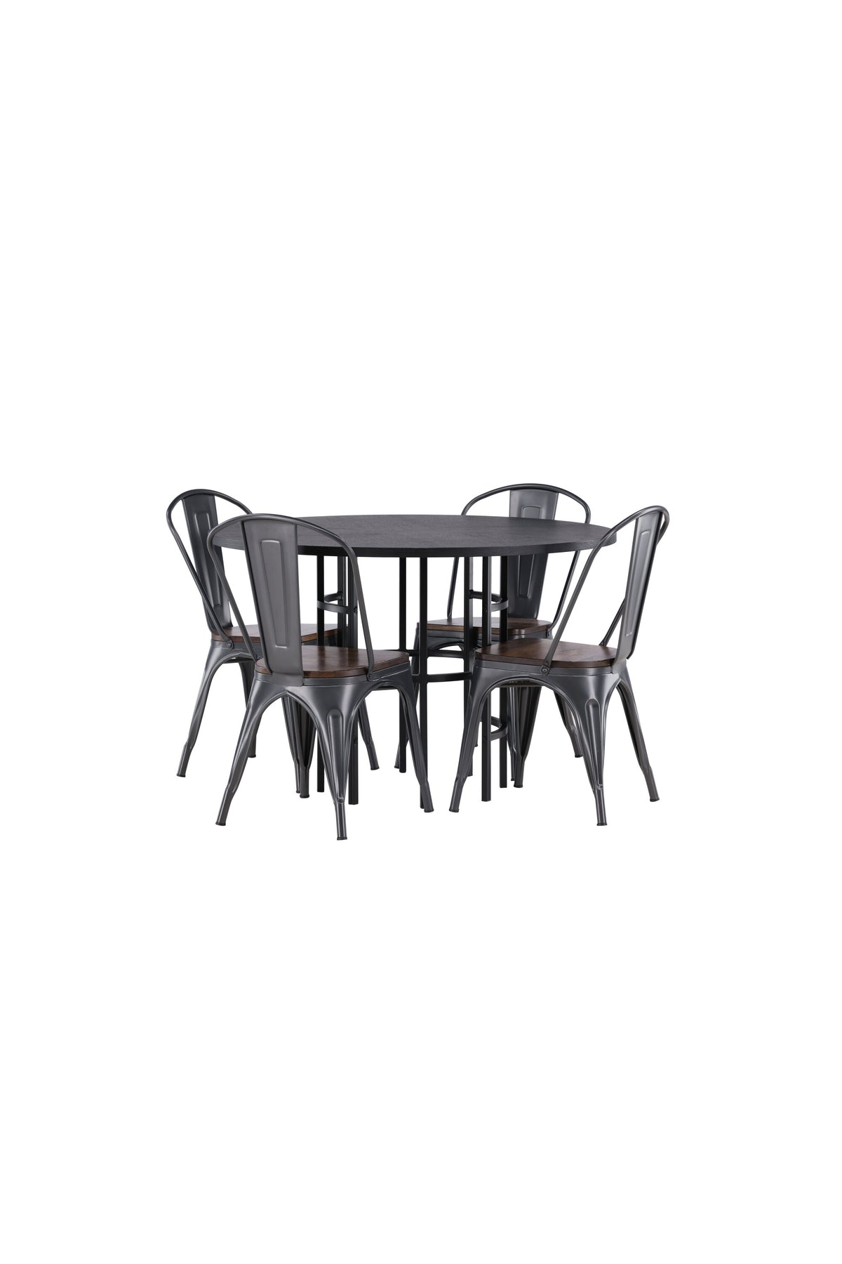 Esszimmerset Copenhagen + Tempe ⌀115cm/4St. in Dunkelgrau / Walnuss präsentiert im Onlineshop von KAQTU Design AG. Esszimmerset ist von Venture Home