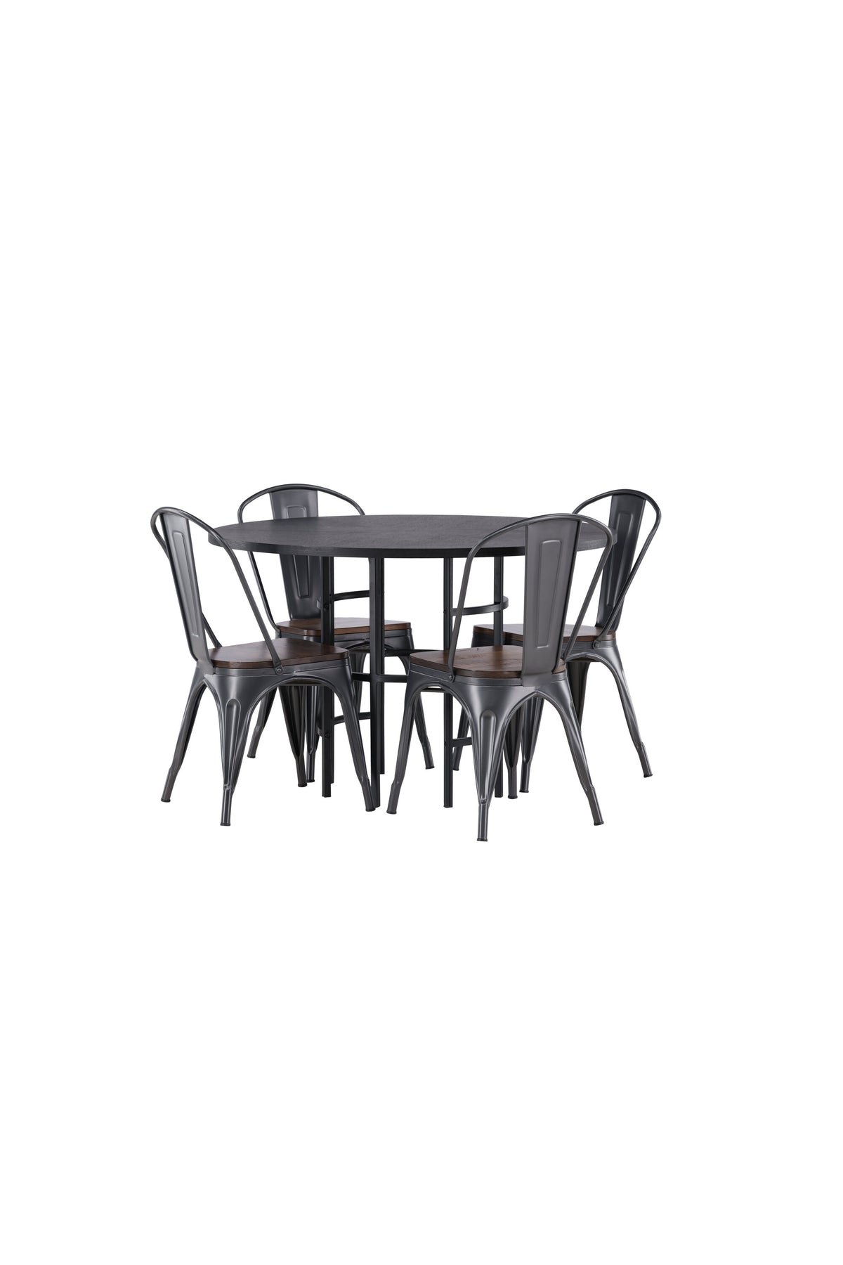 Esszimmerset Copenhagen + Tempe ⌀115cm/4St. in Dunkelgrau / Walnuss präsentiert im Onlineshop von KAQTU Design AG. Esszimmerset ist von Venture Home