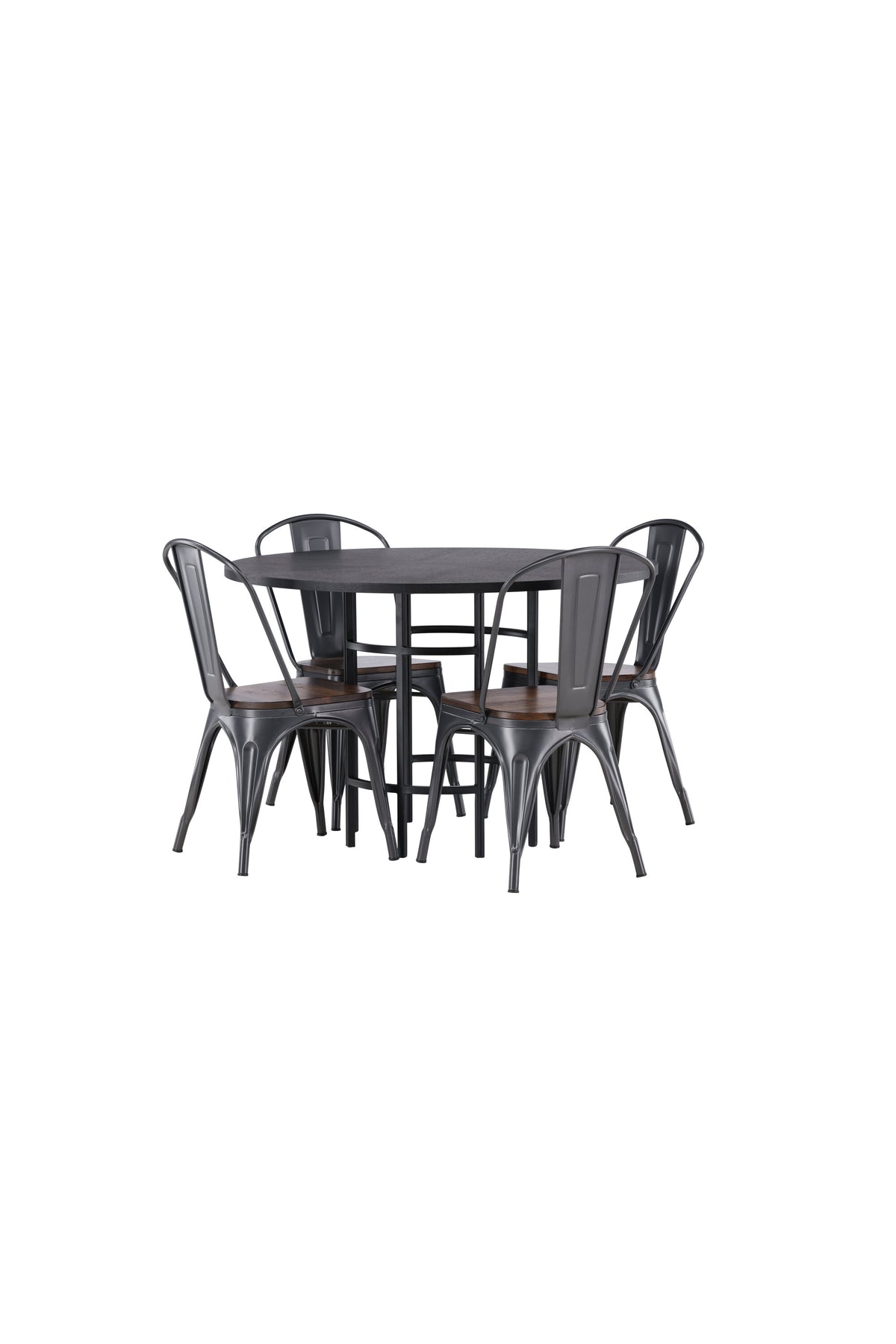 Esszimmerset Copenhagen + Tempe ⌀115cm/4St. in Dunkelgrau / Walnuss präsentiert im Onlineshop von KAQTU Design AG. Esszimmerset ist von Venture Home