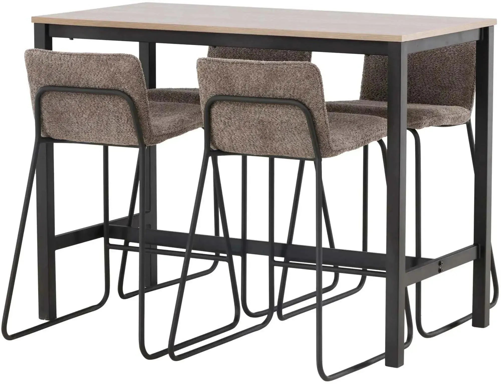 Stilvolles Camden Barset mit Bisbee-Barhockern: Modernes Design, Walnussoptik, Mikrofaserstoff, ideal für Küche & Essbereich.