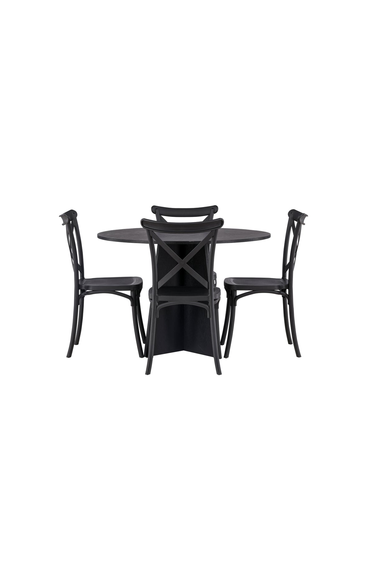 Bootcut Esszimmerset + Crosett ⌀110cm/4St. in Schwarz präsentiert im Onlineshop von KAQTU Design AG. Esszimmerset ist von Venture Home