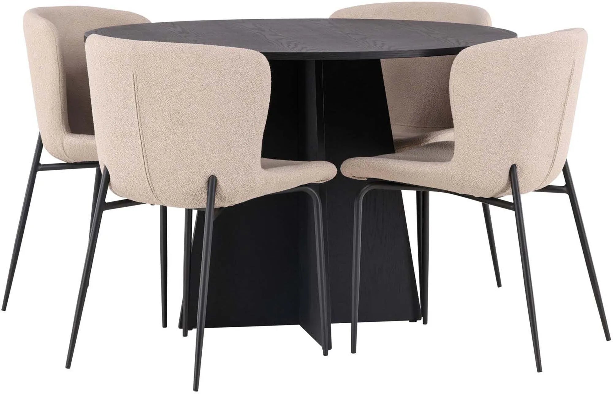 Stilvolles Esszimmerset: Modesto Tisch & 4 Bootcut Stühle, 110cm.