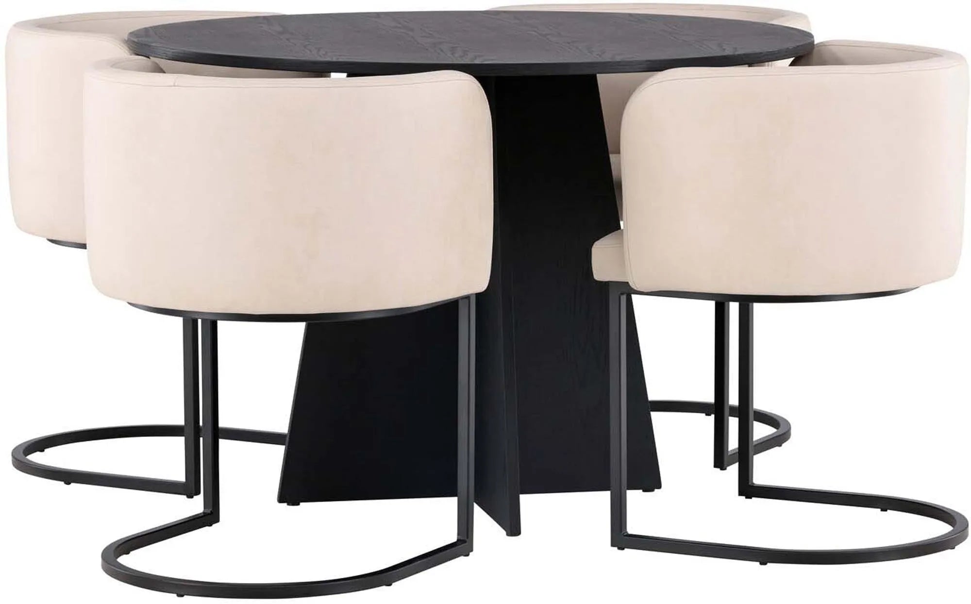 Stilvolles Esszimmerset mit rundem Tisch und 4 Stühlen, Ø110cm.