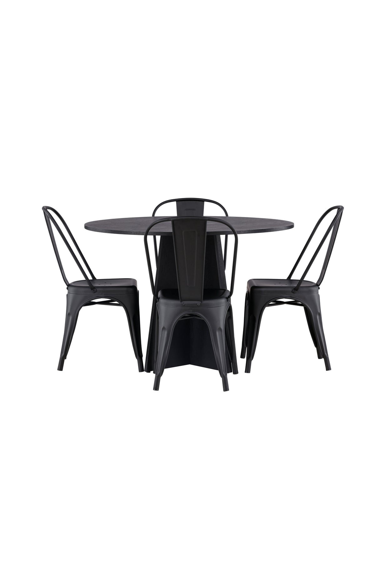 Bootcut Esszimmerset + Tempe ⌀110cm/4St. in Schwarz präsentiert im Onlineshop von KAQTU Design AG. Esszimmerset ist von Venture Home