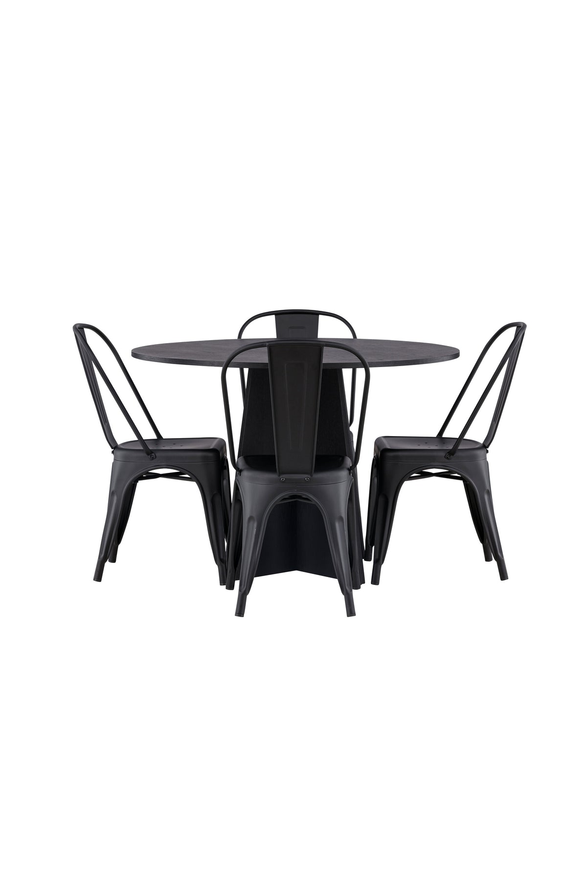 Bootcut Esszimmerset + Tempe ⌀110cm/4St. in Schwarz präsentiert im Onlineshop von KAQTU Design AG. Esszimmerset ist von Venture Home