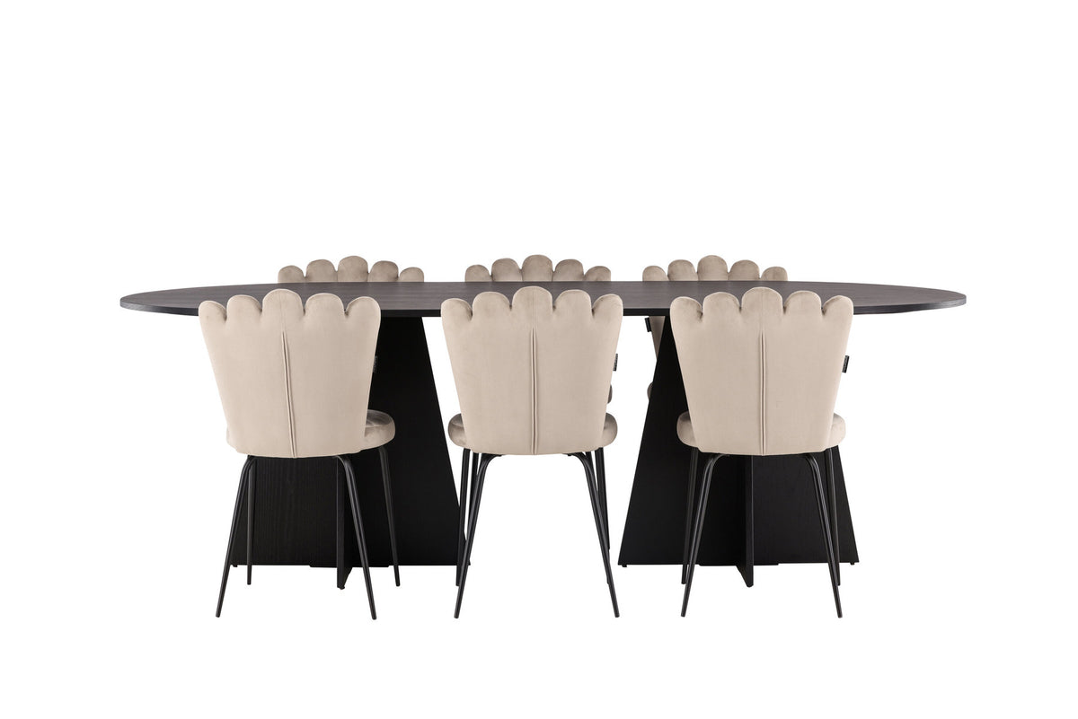 Bootcut Esszimmerset + Limhamn 230cm/6St. in Beige präsentiert im Onlineshop von KAQTU Design AG. Esszimmerset ist von Venture Home