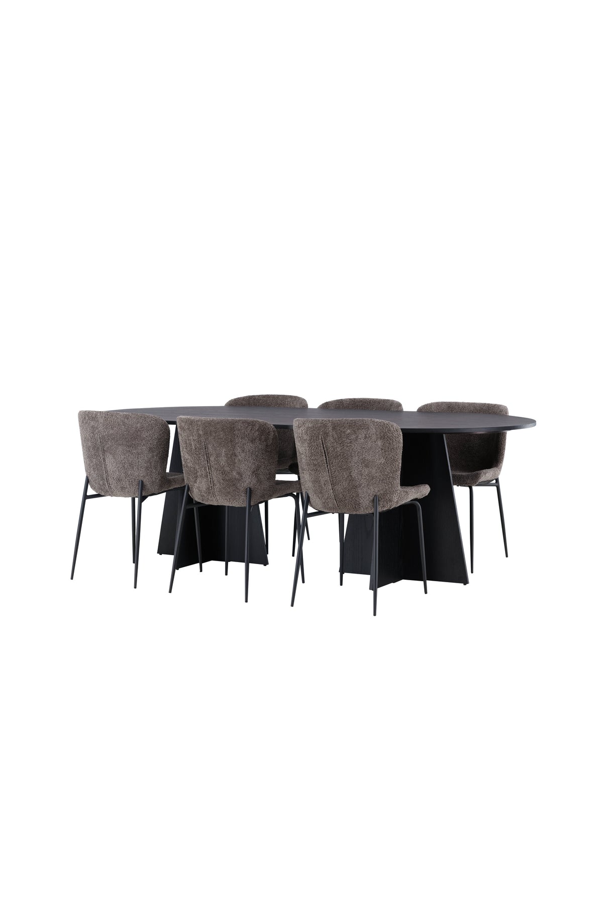 Bootcut Esszimmerset + Modesto 230cm/6St. in Schwarz, Dunkelgrau präsentiert im Onlineshop von KAQTU Design AG. Esszimmerset ist von Venture Home