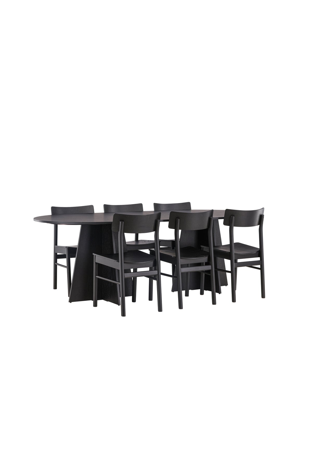 Bootcut Oval Esstisch + 6 x Montros Esszimmerstuhl in Schwarz präsentiert im Onlineshop von KAQTU Design AG. Esszimmerset ist von Venture Home