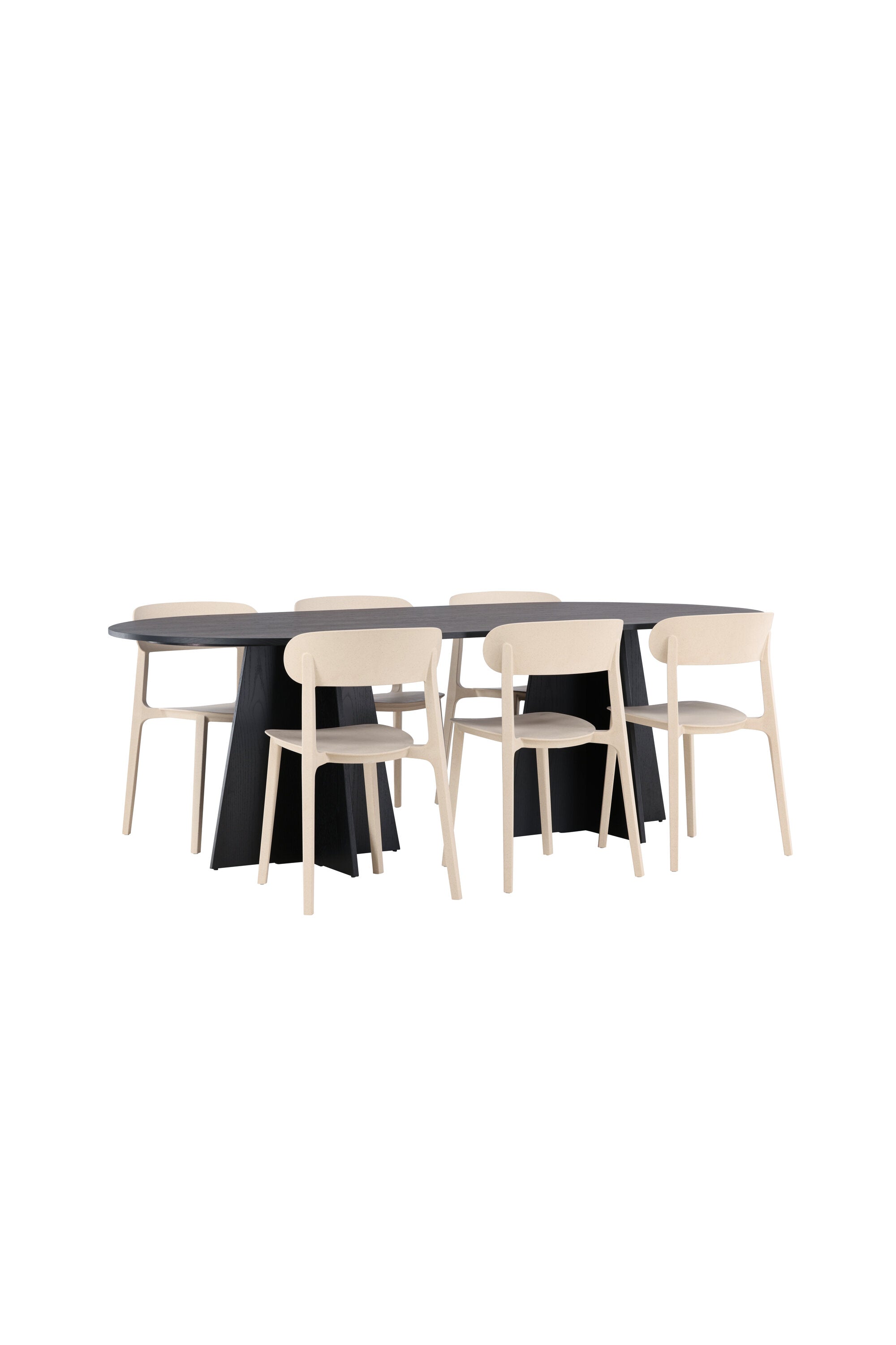 Bootcut Oval Esstisch + 6 x Åstol Esszimmerstuhl in  präsentiert im Onlineshop von KAQTU Design AG. Esszimmerset ist von Venture Home