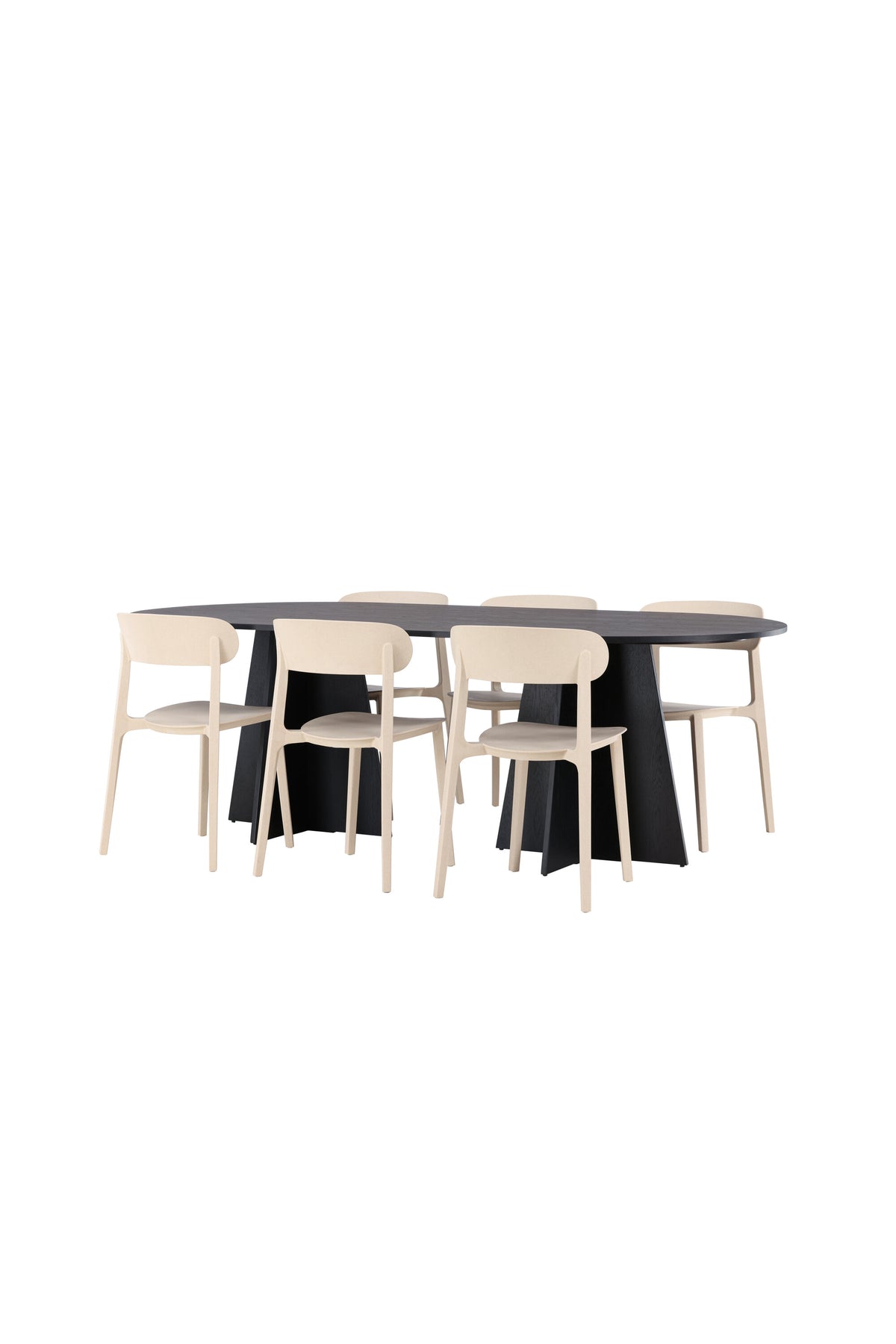 Bootcut Oval Esstisch + 6 x Åstol Esszimmerstuhl in  präsentiert im Onlineshop von KAQTU Design AG. Esszimmerset ist von Venture Home