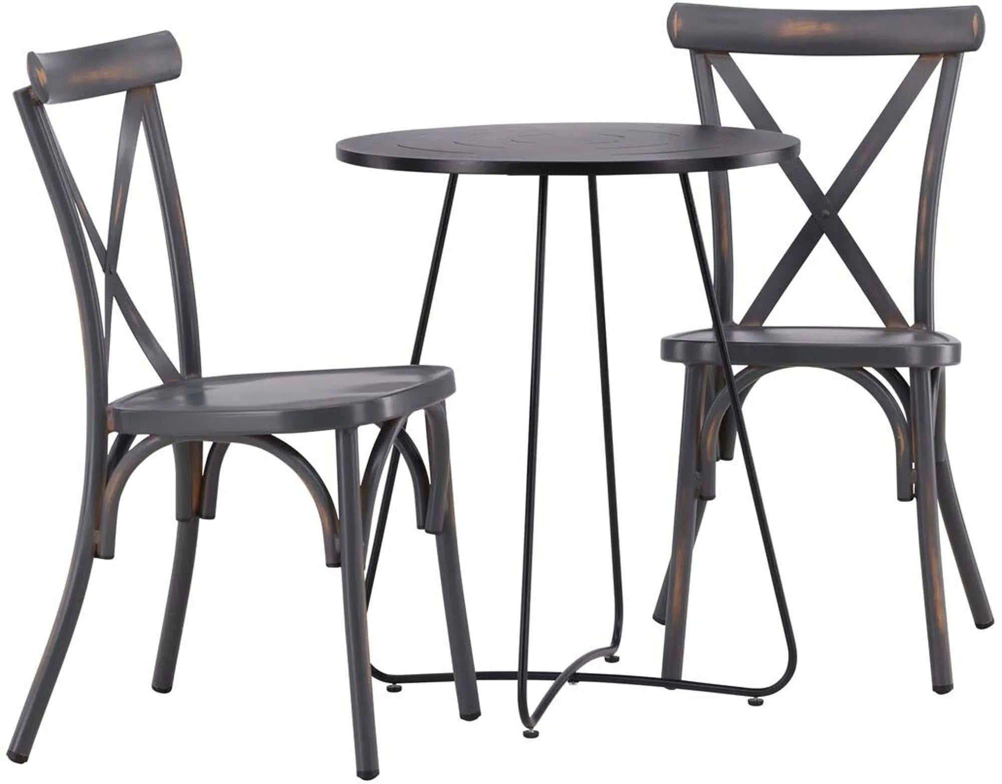 Elegantes Outdoor-Set: 60cm Tisch & 2 Stühle aus robustem Aluminium, ideal für stilvolle Gartenmomente.