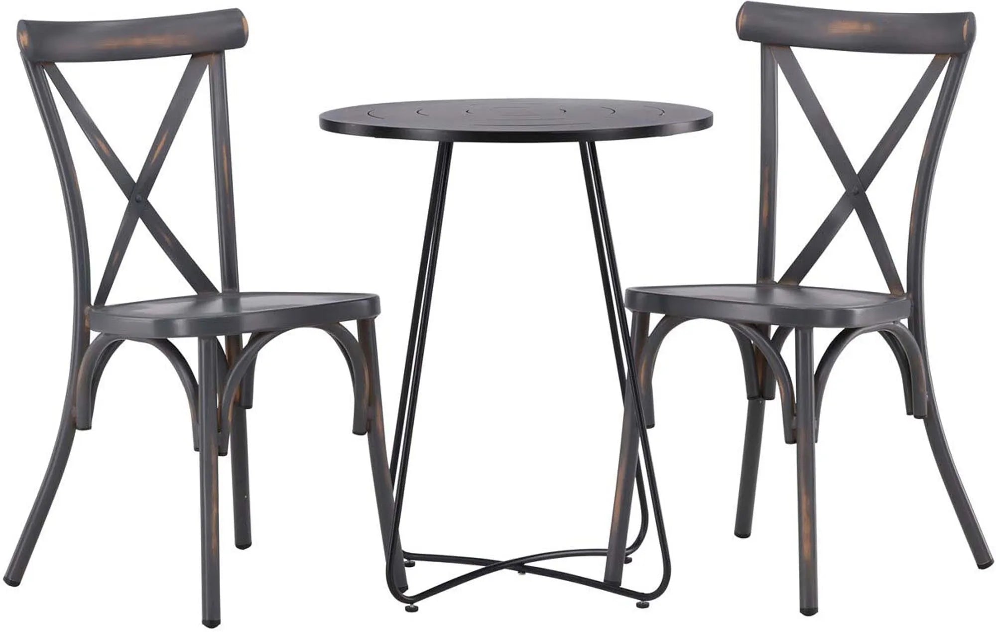 Elegantes Outdoor-Set: 60cm Tisch & 2 Stühle aus robustem Aluminium, ideal für stilvolle Gartenmomente.