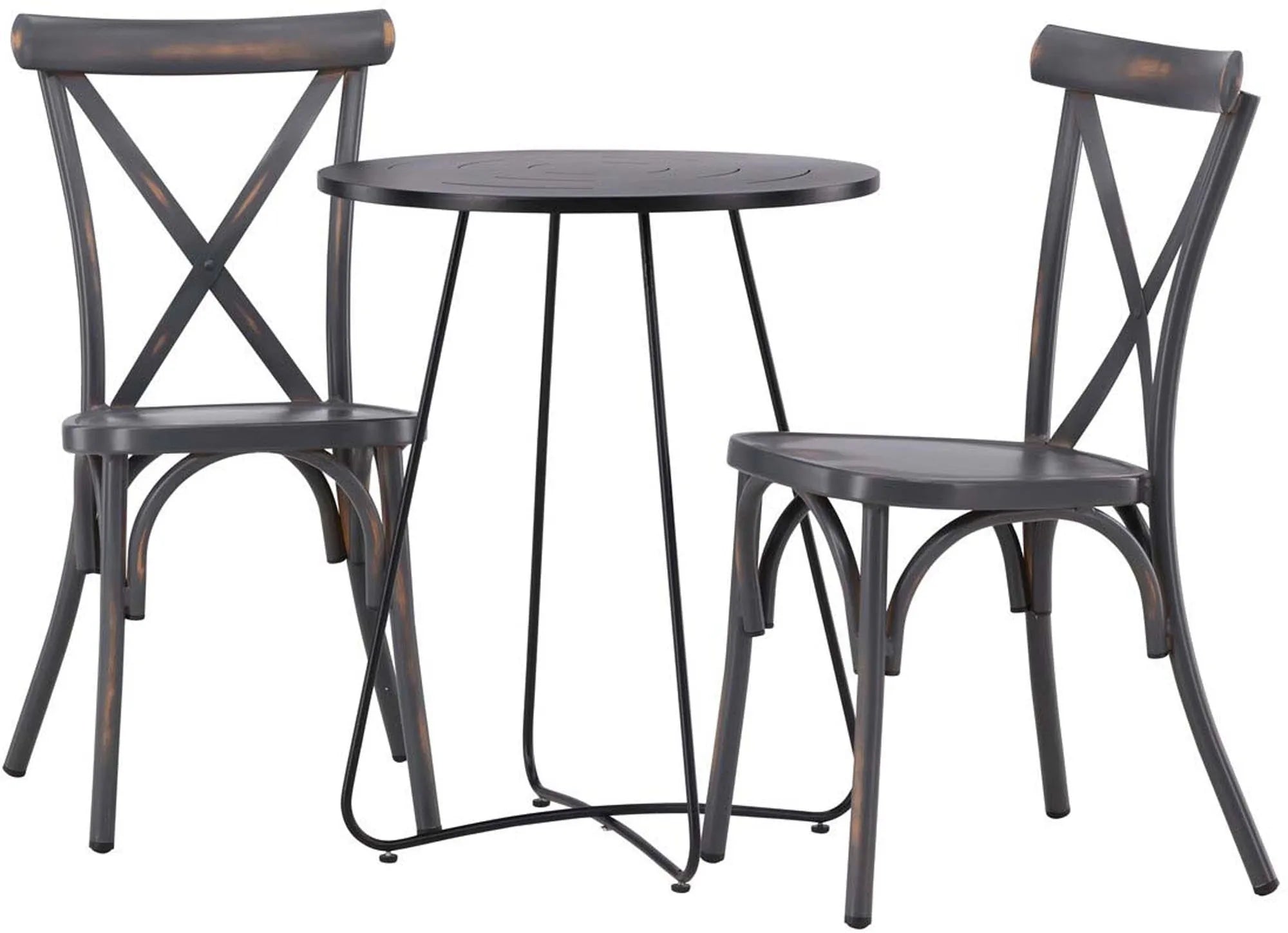 Elegantes Outdoor-Set: 60cm Tisch & 2 Stühle aus robustem Aluminium, ideal für stilvolle Gartenmomente.