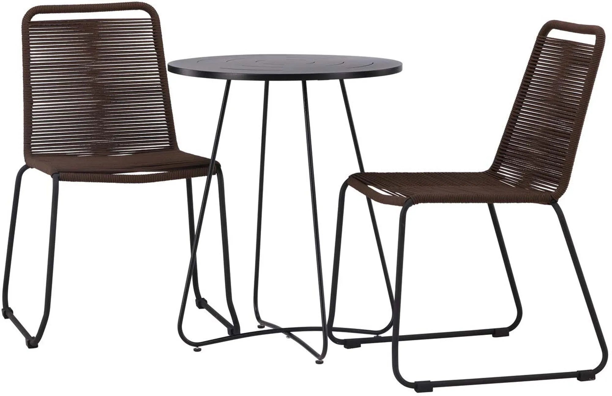 Stilvolles Outdoor-Set: Robuster Tisch & bequeme Stühle für gesellige Stunden im Freien.