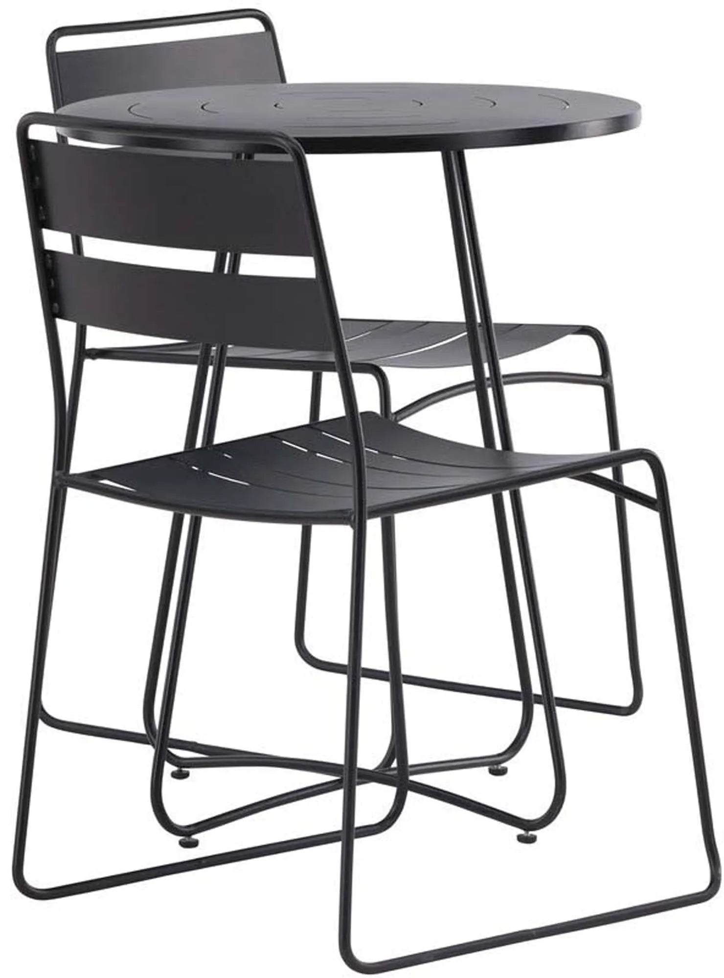 Elegantes Bacong Outdoor-Tischset: 60cm Tisch & 2 Lina-Stühle aus Stahl, ideal für Terrasse & Garten. Modern & witterungsbeständig.