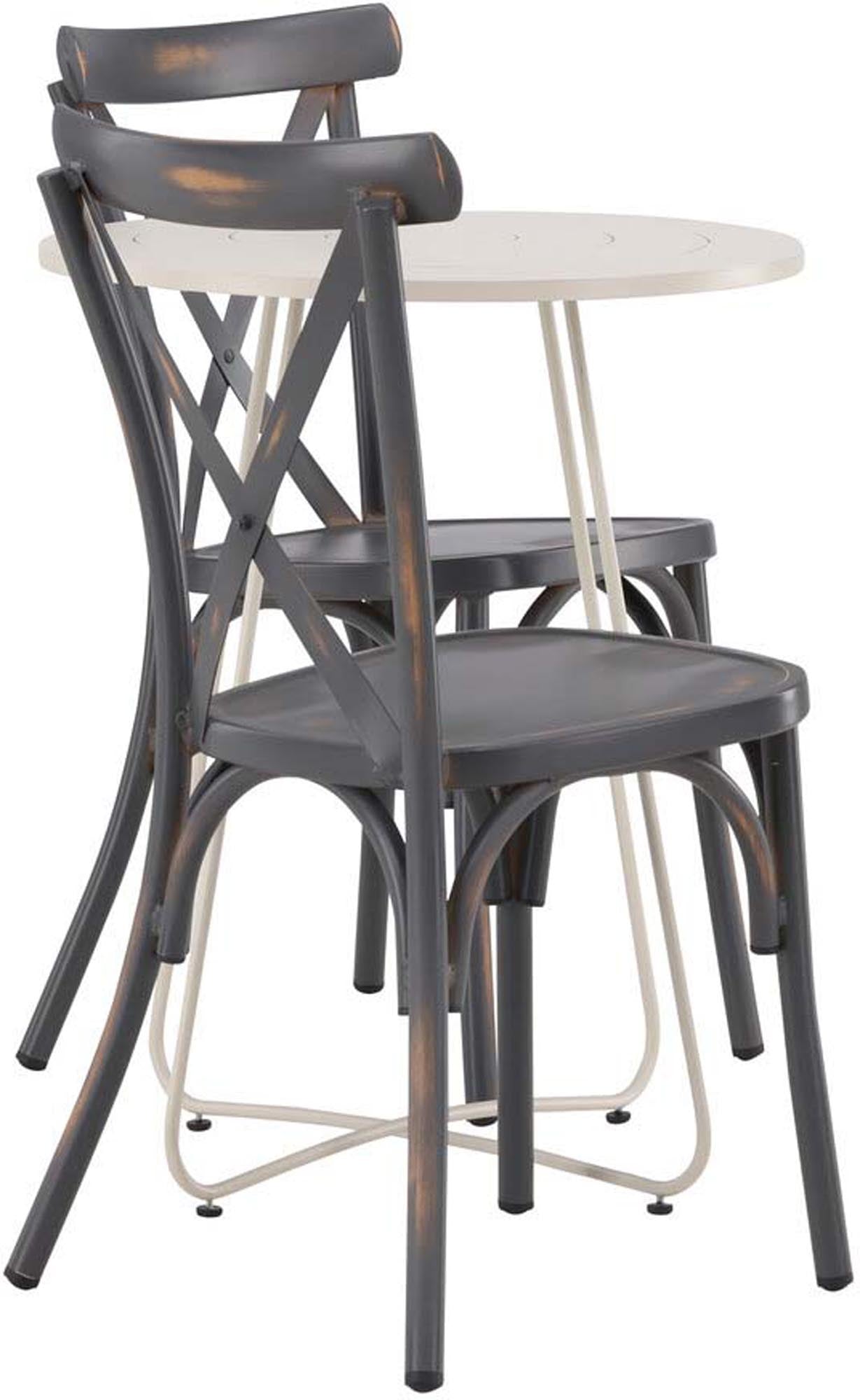 Elegantes Outdoor-Set: 60cm Tisch & 2 Stühle aus robustem Aluminium, ideal für stilvolle Gartenmomente.