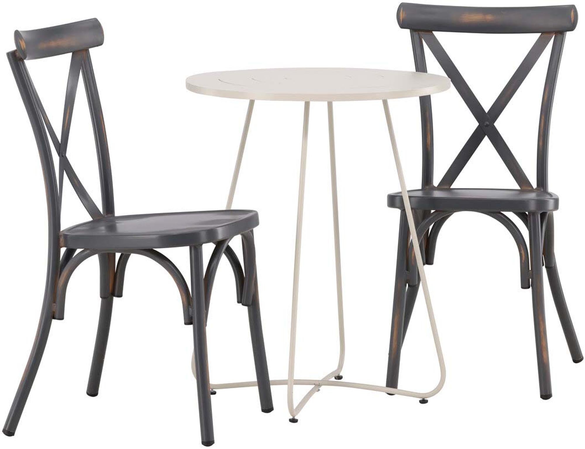 Elegantes Outdoor-Set: 60cm Tisch & 2 Stühle aus robustem Aluminium, ideal für stilvolle Gartenmomente.