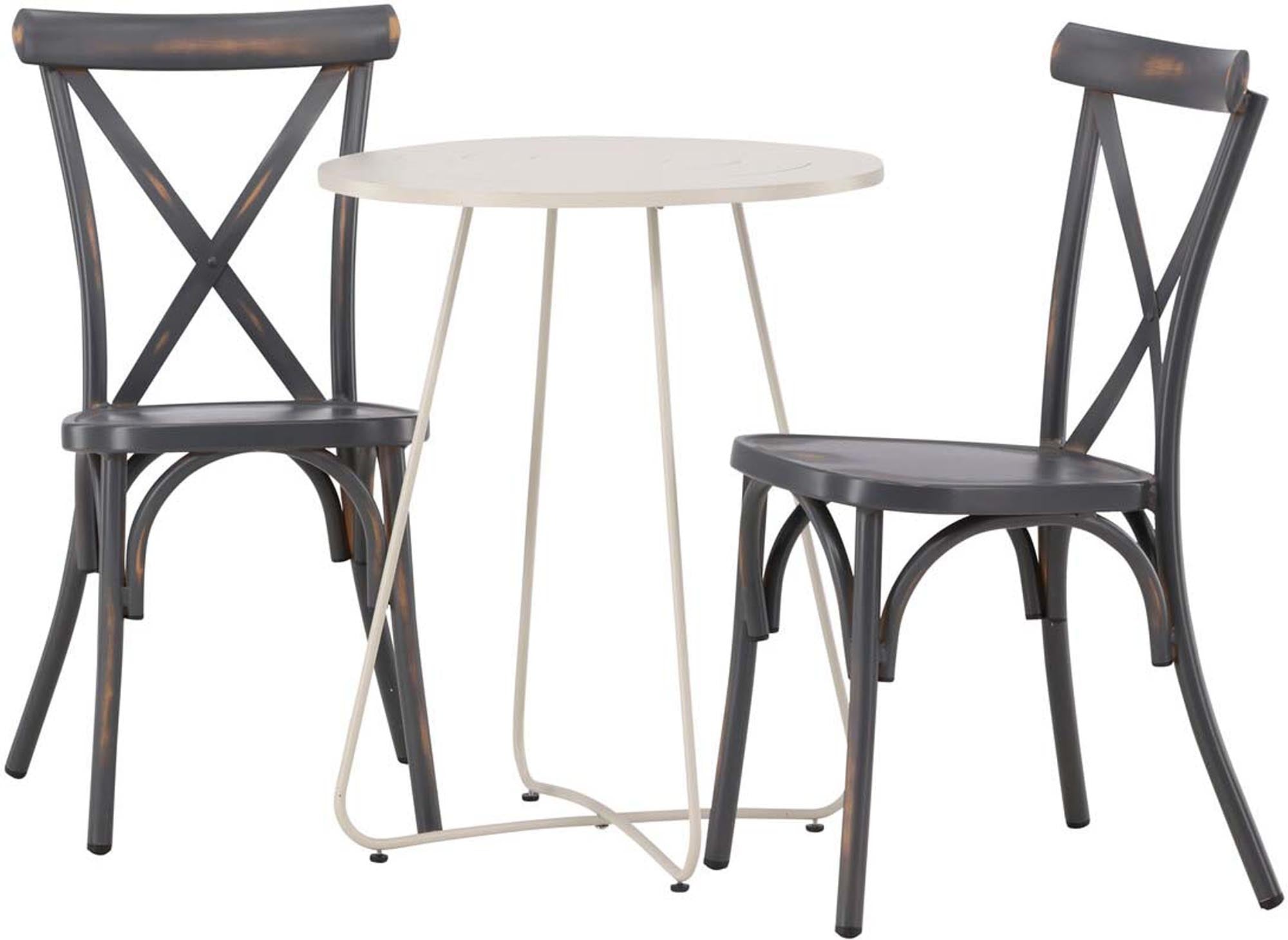 Elegantes Outdoor-Set: 60cm Tisch & 2 Stühle aus robustem Aluminium, ideal für stilvolle Gartenmomente.