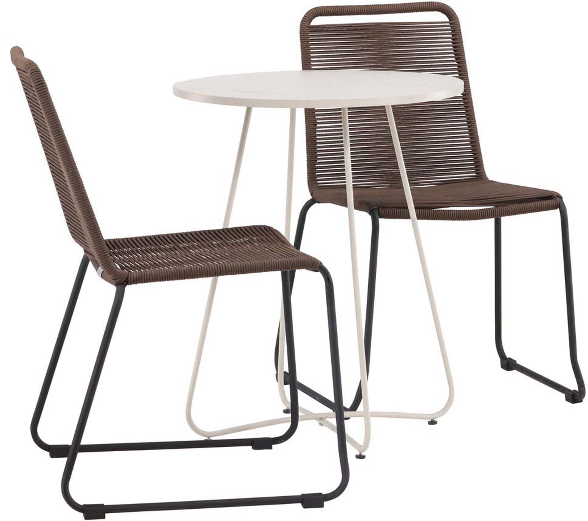Stilvolles Outdoor-Set: Robuster Tisch & bequeme Stühle für gesellige Stunden im Freien.