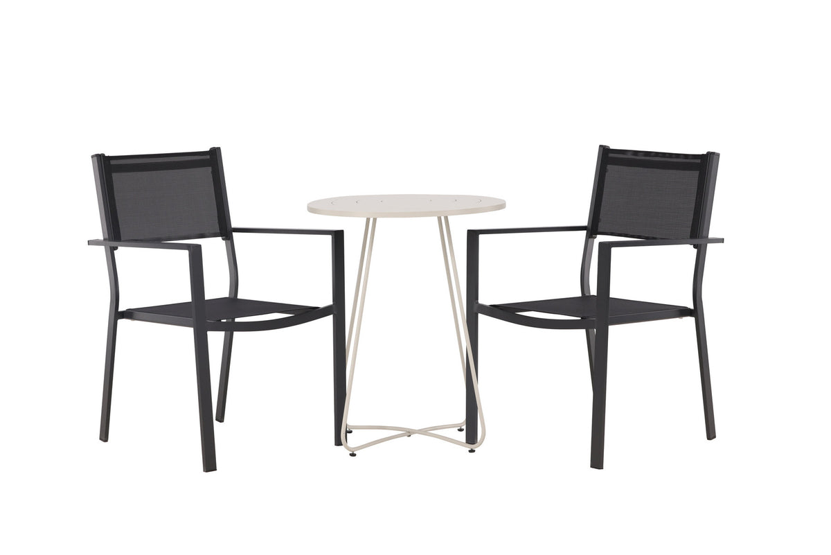 Bacong Outdoor-Tischset + Copacabana ⌀60cm/2St. in Beige/Schwarz präsentiert im Onlineshop von KAQTU Design AG. Gartentischset ist von Venture Home