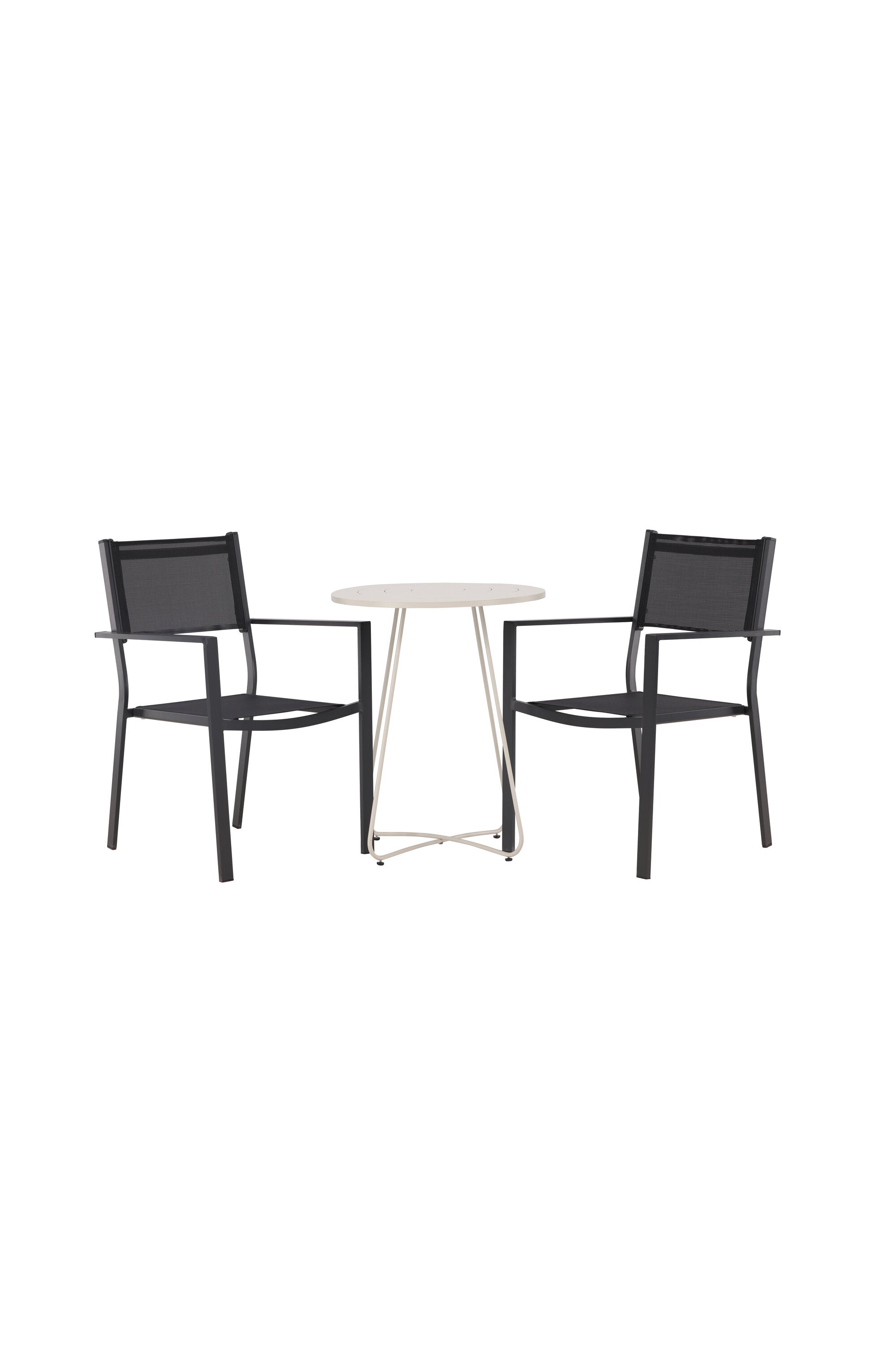 Bacong Outdoor-Tischset + Copacabana ⌀60cm/2St. in Beige/Schwarz präsentiert im Onlineshop von KAQTU Design AG. Gartentischset ist von Venture Home